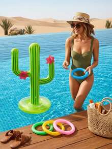 Juego Inflable Cactus Lanzamiento De Aros Alberca Y Playa - Multicolor - Ver 3