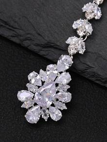 outingfit 1pc Vintage Bridal Forehead Chain Pearl Hair Chain Wedding Jewelry - Silver - View 5