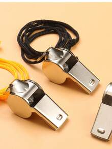 2 Pack Stainless Steel  Whistle With Lanyard, Loud Crisp Sound Referee Whistle Sports Whistles Basketball Soccer School Referees Lifeguard Emergency - Initial - View 8