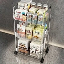 1PC Clear Rolling Storage Cart With Wheels, Portable Transparent Utility Trolley, Space Saving Mobile Multi-Tier Organizer For Bathroom Kitchen Home Storage,Space-Saving Household Organizer For Bedroom Bathroom Office Dorm - Multicolor - View 5