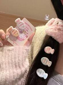 6入馬卡龍彩色可愛魚形髮夾，甜美風卡通魚波浪髮夾，抓夾髮飾，髮梳，頭飾配件，髮夾 - 均碼 - 查看 6
