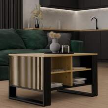 Multifunctional Household Coffee Table / End Table / Small Table / Gathering Table / Storage Table / Nightstand, 90cm Long, Sturdy Black Iron Frame , Suitable For Home, Bedroom, Living Room, Study, And Other Spaces. - Multicolor - View 10