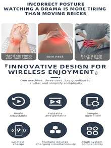 Foldable 3-In-1 Wireless Charging Station, 15W Fast Multi-Device Charger. Dual-Angle Stand Supports Horizontal And Vertical Layouts For Convenient Video Viewing. Compact Foldable Design Suitable For Desk, Bedroom, Office And Travel. Compatible With All Qi Wireless Phones, Smartwatches And Bluetooth Earphones. Sensitive Coil Provides Stable Power. Lightweight ABS Shell With Ambient Light, Say Goodbye To Cluttered Charging Cables. - White - View 10