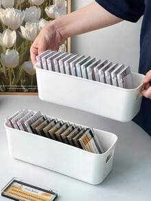 1件/2件 睫毛接種工具收納盒，睫毛配件收納盒，便攜式桌面收納盒，假睫毛工具收納盒，大容量浴室收納盒，梳妝台收納盒，化妝品與護膚品收納盒 - 白色 - 查看 5