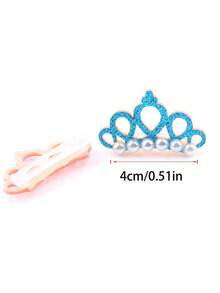 1/5/10pcs Faux Pearl Crown Pet Hair Clips - Fashionable Crown-Shaped Bows Suitable For Dogs And Cats - Grooming Supplies And Accessories - Multicolor - View 2