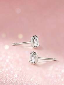 1 paire de boucles d'oreilles à tige carrées géométriques minimalistes de luxe en argent sterling S925, design de niche hypoallergénique, style Ins cool et élégant, polyvalentes, à la mode, personnalisées et exquises, pour le travail, les tenues décontractées, les fêtes et le port quotidien - carré - Voir 4