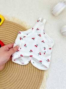 Cute Cherry Print Pet Vest - Soft Comfortable Elastic Button Pet Vest, Suitable For Small And Medium Dogs And Cats, Lightweight Breathable Pet Clothing, Perfect For Spring And Summer - White - View 7