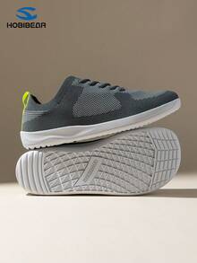 HOBIBEAR Chaussures de sport pour hommes à lacets, respirantes, légères, mode, semelle plate, minimalistes, bout large, convenant aux sports de plein air, à la salle de sport - gris - Voir 4