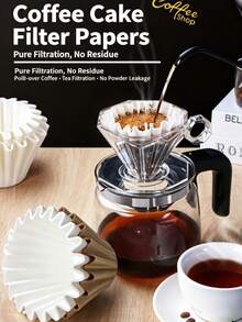 100/200pcs Coffee Filter Paper Drip Coffee Filter Paper Pour Over Coffee Filter Paper Cake Bowl Shape Coffee Filter Paper Back To School - Multicolor - View 1