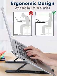 1pc Portable Laptop Desktop Stand, Adjustable Laptop Riser ABS+Silicone Material, Foldable Portable Laptop Stand, Ventilated Heat Dissipation Laptop Stand, Suitable For 10-15.6 Inch Laptops - View 2