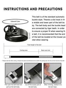1pc Men's Luxury Automatic Buckle Lychee Texture Design Leather Belt, Fashion Business Casual Waist Belt, Jeans Outfit, Adjustable Men's Formal Gift | Premium Crocodile Embossed Leather Belt, Automatic Buckle, Fashionable Durable, Comfortable Daily Commute Work Party Belt | Automatic Buckle, Adjustable, Business Casual, Men's Gift - Multicolor - View 11