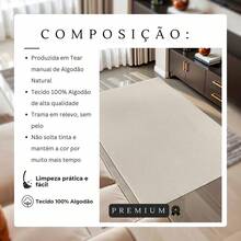 Tapete Sala Grande Cru Creme Natural 2,00M x 3,00M 100% Algodão Artesanal Geométrico Minimalista Antiderrapante - Bege - Visão 6