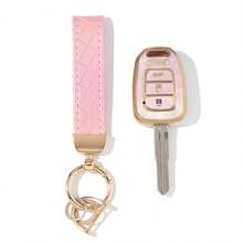Car Key TPU Soft Shell Case + New PU Leather Keychain 2pcs Set, Anti-Drop Wear-Resistant Portable Design, 360° Signal Protection, Anti-Fingerprint Coating Long-Lasting Like New, Protects Car Keys - 17Z - View 3