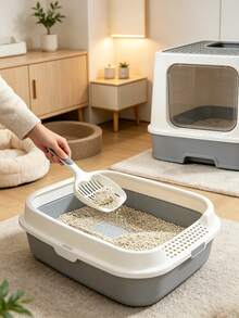 1/2pcs Cat Litter Scoop, Large Hollow Sieve Scoop, Suitable For Clumping Clay And Tofu Cat Litter, Long Handle Durable Waste Cleaner, Easy To Clean Non-Stick Pet Feces Scoop, Used For Daily Cat Litter Box Cleaning - View 5