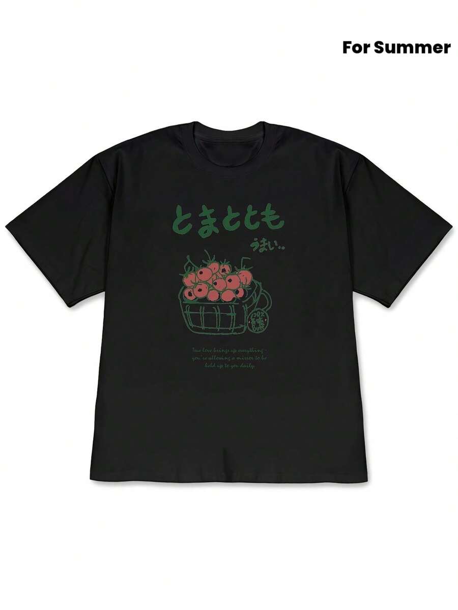 2026New Spring/Summer Hand-Painted Style Short Sleeve T Shirt,Summer Street Style That Attracts Attention,Fashionable Women's Artistic Style Top - 黑色 - 查看 1
