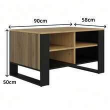1 Piece Practical Multi-Compartment Living Room Coffee Table, Two Optional Internal Storage Layouts Slatted Concealed Side Panel Double-Layer Storage Space, For Household Guest Room Small Lounge, Tea Stand, Living Room Center Table, Media - Multicolor - View 13