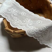 1/5碼 11cm寬 縫製布料蕾絲 刺繡服飾配件 鎖邊蕾絲 DIY窗簾 衣物縫製裝飾 家居裝飾 婚紗裝飾 初學者DIY衣物與縫製 - 多色E - 查看 11