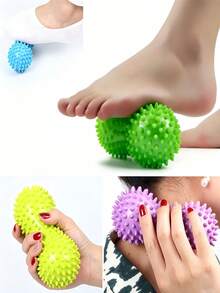 Foot Massage Roller Peanut Double-Ended Massage Ball Muscle Relaxation Ball Relieve Back And Arch Pain Massage Spike Ball For Shoulders Neck And Back For Gym Home And Travel Massage Tool Fitness Equipment Yoga Accessories - Multicolor - View 3