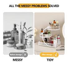 Three-Tier Lightweight Metal Cosmetic Organizer With Round Basket | Rust-Proof, Space-Saving Vanity Storage For Lipsticks, Perfumes, Skincare. Ideal Gift For Women/Girls, Durable Stylish Metal Finish For Bathroom Countertop, Perfume Display. - View 8