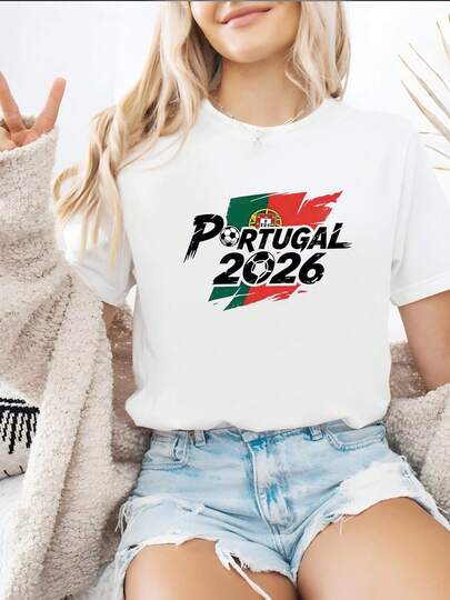 Tricou World Cup 2026 (SUA, Canada, Mexic) / Tricou de concert, reducere, pentru femei, tricouri de vară, tricou de fotbal Portugalia U4KI
