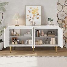 Modern And Simple Sideboard, Modern Sideboard Cabinet, Buffet Storage Set For Living Room, 140L X 38W X 75H (Cm) - 白色 - 查看 4