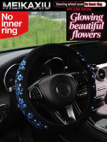 MEIKAXIU 1pc Gold Foil Glitter Small Flower Blingbling Diving Fabric Car Steering Wheel Cover Without Inner Ring, Suitable For 37-38cm, For Women - Small Gold-stamped Flowers - View 15