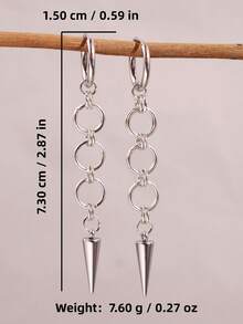1 Pair Punk Rock Unique Gothic Design Edgy Geometric Spike Drop Earrings, Unisex Daily Wear & Party Jewelry - Multicolor - View 6