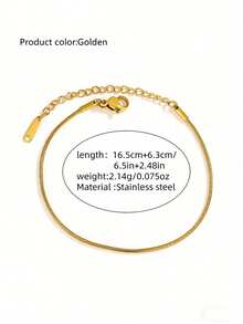 VceTd 5PCS/1PC French Gentle Style Multi-Chain Combination Stainless Steel Women's Bracelet Set, Suitable For Daily Commute Wear Or Best Friend Gathering Wear Or Holiday Gift For Girlfriend - Yellow Gold - View 10
