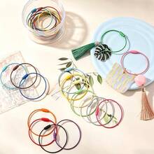 28/48pcs Random Color Stainless Steel Wire Key Rings, Steel Cable Loop Screw Lock Rope Key Fobs, Key Chain Rings, Outdoor Tools - Multicolor - View 8
