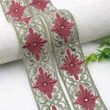 1/5碼復古花卉刺繡網紗蕾絲飾邊，透明薄紗蕾絲邊飾附雛菊圖案，DIY縫製布料，適用於洋裝、包包、帽子裝飾，婚禮貼花手工用，柔軟裝飾飾邊配件 - 多色D - 查看 5