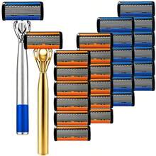 Men's Gold-Plated Manual Razor Set, 8-Blade, Comfortable Grip, Reusable, Lightweight For Travel, Provides Smooth Shaving Experience, Meets Daily Grooming Needs, Suitable For Daily And Travel Use - Multicolor - View 14