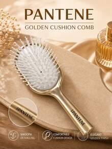 Pantene Golden Air Cushion Massage Comb, Soft Air Cushion Bristles That Don't Scratch Scalp, Smooths Frizz, Reduces Pulling And Breakage, Built-In Anti-Static Effect, Suitable For Personal Use And Gifting - Gold - View 2