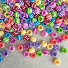 60pcs Multicolor Striped Cylindrical Resin Spacer Beads With White Stripes, Suitable For DIY Jewelry Making, Bracelets, Necklaces, Earrings, Hair Accessories And Handmade Crafts - Multicolor - View 1