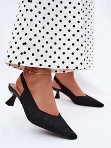 Sandales de cocktail élégantes pour femmes en matériau avec bout pointu et talon fin pour les célébrations Purea Noir Beige Marron - Noir - Voir 1