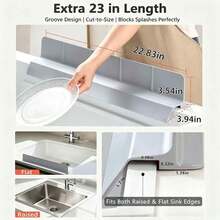 Kitchen Sink Splash Guard 23 Inch Self Draining Silicone Water Guard With High Splash Wall & Strong Suction Cups For Faucet Countertop & Sink Edge Keeps Sinks Dry Dishwasher Rustproof Easy To Clean Gray - View 5