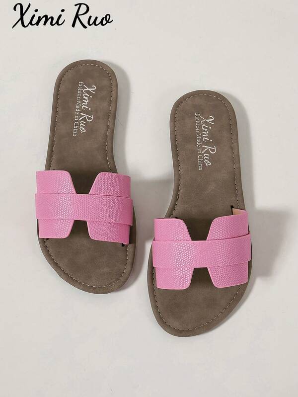 Ximi Ruo Sandali piatti casual stile coreano da donna, sandali romani intrecciati con punta aperta, abbigliamento estivo da esterno, nuove scarpe da donna stile francese primavera/estate da abbinare a gonne per uscite, spiaggia, appartamento, scarpe da donna alla moda piatte
