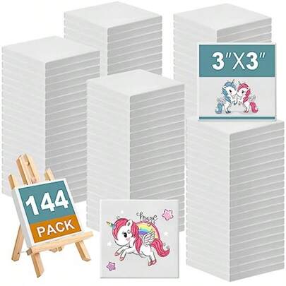Pcs Mini Stretched Canvases For Painting Small 3x3 Canvas Bulk For Paint Crafts Birthday Parties Back To School Gift Art Supplies