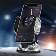 1PC Colorful Rhinestone White Rhinestone Car Phone Holder, Exquisite Sparkling Rhinestone Craftsmanship, Stable Suction Cup Base, Dashboard / Air Vent Dual Use, No Shaking During Navigation - Multicolor - View 10
