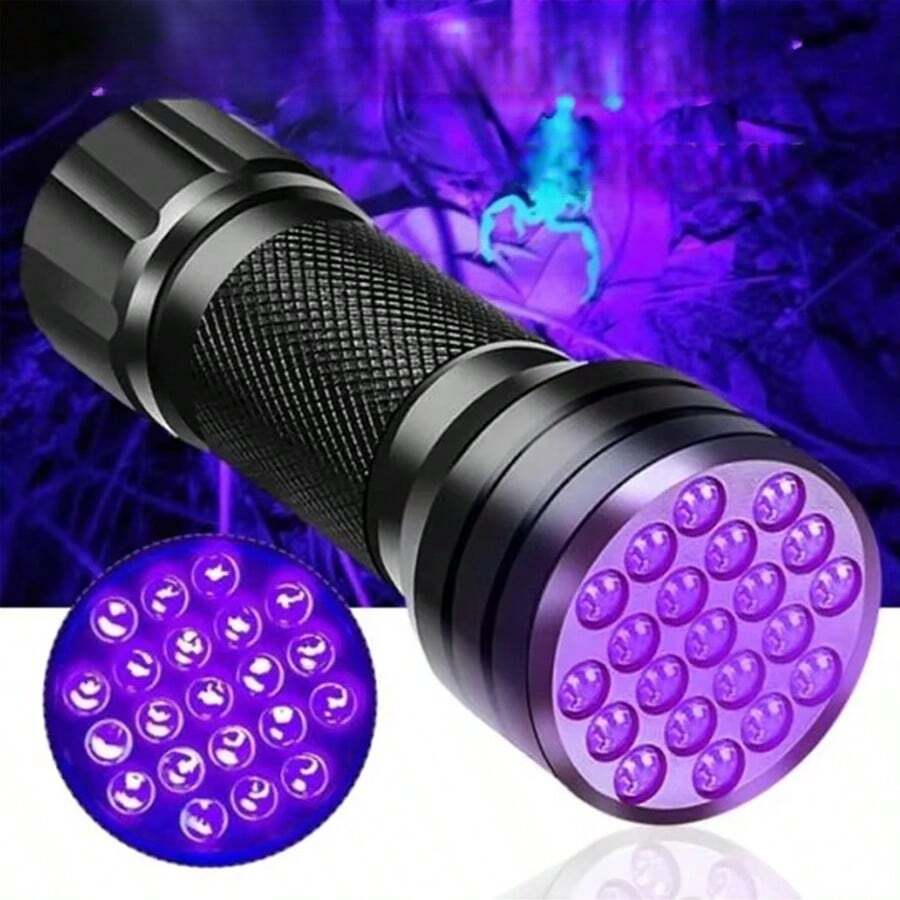 1pc Black Aluminum Alloy Light Flashlight, Ultraviolet Detector Torch Aluminum Handheld Light For Pet Stain Money ID Inspection Scorpion Finder Use - Black - View 1