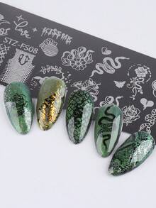 2pcs Halloween Skull Rose Nail Stamping Plate, Stainless Steel Nail Art Template With Sugar Skull, Spider Web, Ghost, Pumpkin & Witch Pattern, Gothic Dark Nail Stamp Plate For Halloween DIY Salon Manicure Nail Supplies, Nail Accessories Tools - Silver - View 5