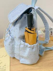 Mochila con cordón, mochila con estampado de estrellas, mochila multifuncional, mochila para estudiantes, mochila casual, mochila ligera, mochila de uso diario, bolso de mano, bolso de hombro, mochila de moda - Multicolor - Ver 7