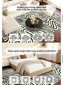 Karpet Area 5x7 Kaki, Karpet Abstrak yang Dapat Dicuci, Karpet Hitam Putih Modern untuk Kamar Tidur, Ruang Tamu, Ruang Makan, Kantor, Ruang Bermain, Dekorasi Rumah, Karpet Zebra Tipis Anti Selip dan Tidak Mudah Rontok - Putih - View 10