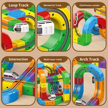 123pcs/67pcs/51pcs Magic Track Train Set, 3D Deformable Gravity Racing Track, DIY Educational Toy With Blocks & Traffic Lights.3+ Kids STEM Toy For Indoor & Outdoor Play, Ideal Gift For Birthday, Independence Day, Summer Party & Back To School. - 67pcs 3D Track Car Set - View 9