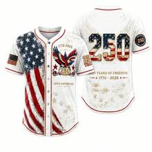 Unisex Patriotic Baseball Jersey, 1776-2026 Eagle Flag Vintage Shirt For 4th Of July - BQ6901 - View 2