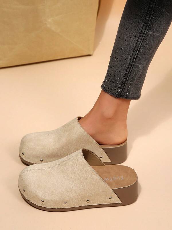 Women's New Closed-Toe Slip-On Mule Shoes, Ultra-Lightweight Thick Sole, Casual Retro Mori Style, Fashion Dating & Vacation Style