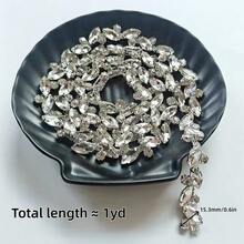 1 yarda Cadena decorativa con rhinestones, pegatina brillante de rhinestones adecuada para decoraciones de bodas y fiestas, y accesorios de vestidos de novia - Plateado - Ver 2