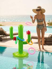 Juego Inflable Cactus Lanzamiento De Aros Alberca Y Playa - Multicolor - Ver 4