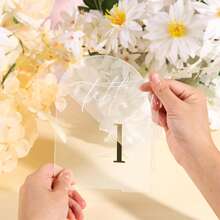 10pcs 10x15cm Durable Thickened Acrylic Wedding Table Numbers, Elegant Clear Arch Shape Gold Numbers With Stand Reusable For Wedding Reception Birthday Anniversary Graduation Baby Shower Party Wedding Favor Table Centerpiece Home Decor - Multicolor - View 12