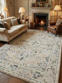 Living Room Rug, Light Gray Vintage, Large Size Soft. Suitable For Kitchen, Dining Room, Bedroom, Living Room, Indoor/Outdoor, Office, Hallway, Anti-Slip Door Mat, Corridor, Study. Faux Cashmere Holiday Decor Rug. - Apricot - View 2