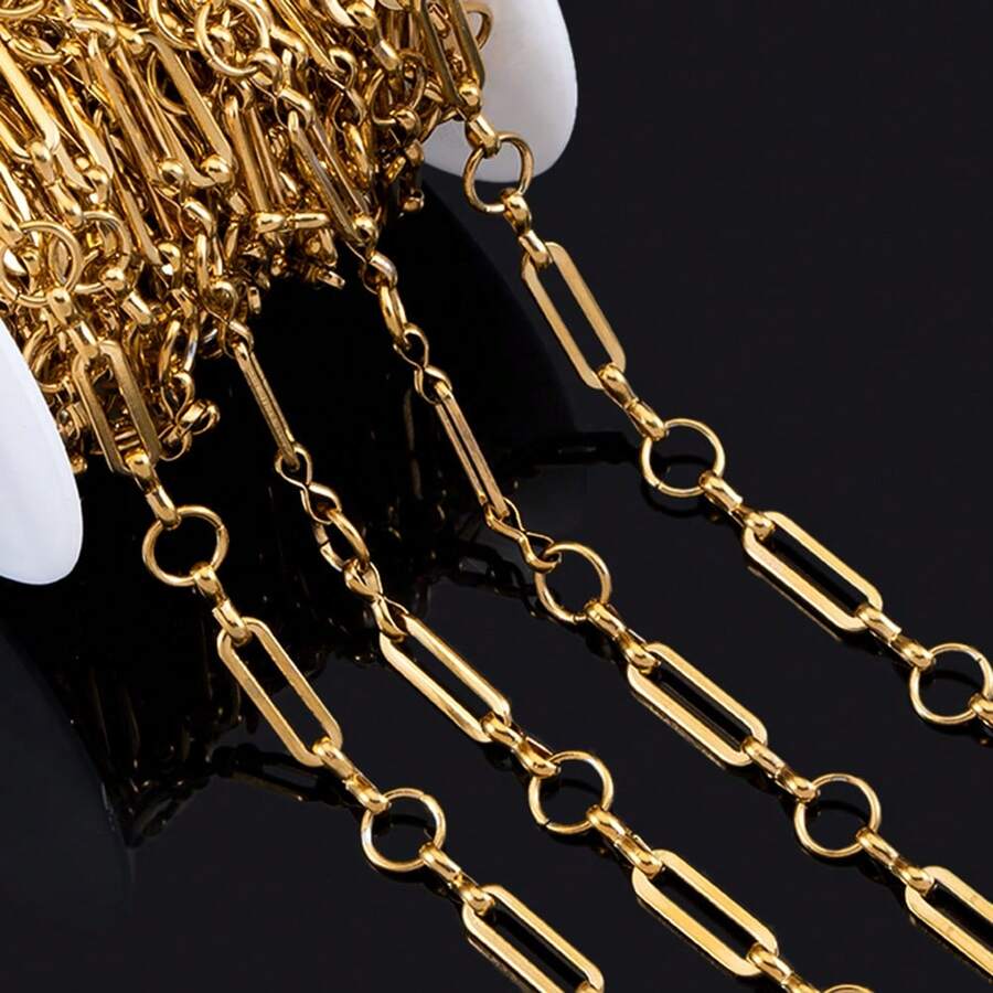 1m Fashion Stainless Steel Hollow Rectangular & Round Spacer Design Jewelry Chain, Suitable For Handmade DIY Necklace, Bracelet And Jewelry Accessories - Stainless Steel Chain - View 1